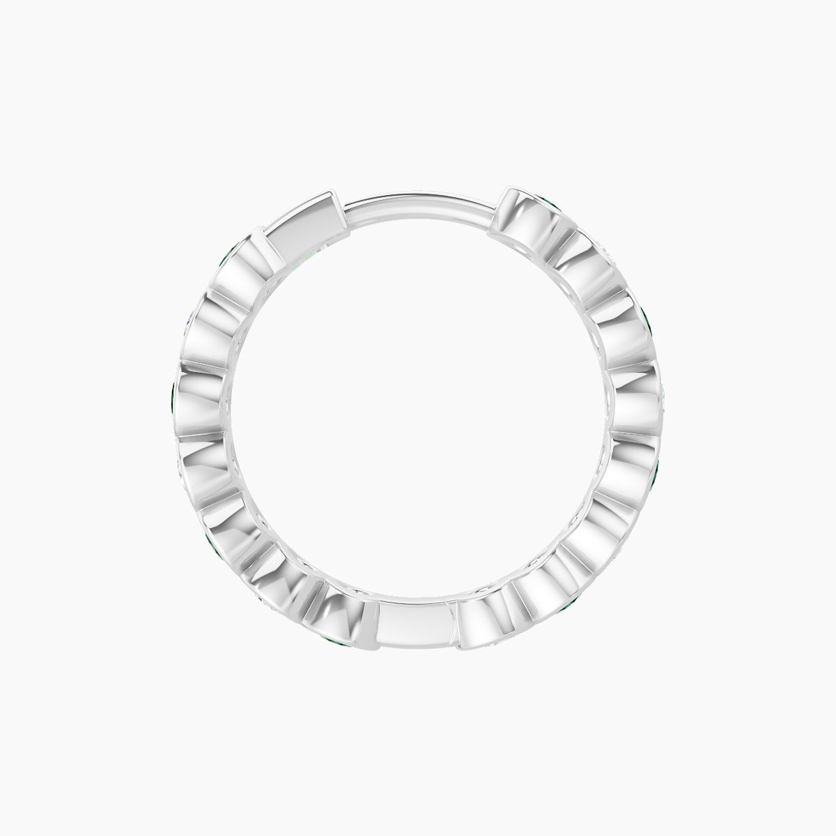 Neith | 18k White Gold 9.5 mm Emerald & Diamond Hoop Piercing