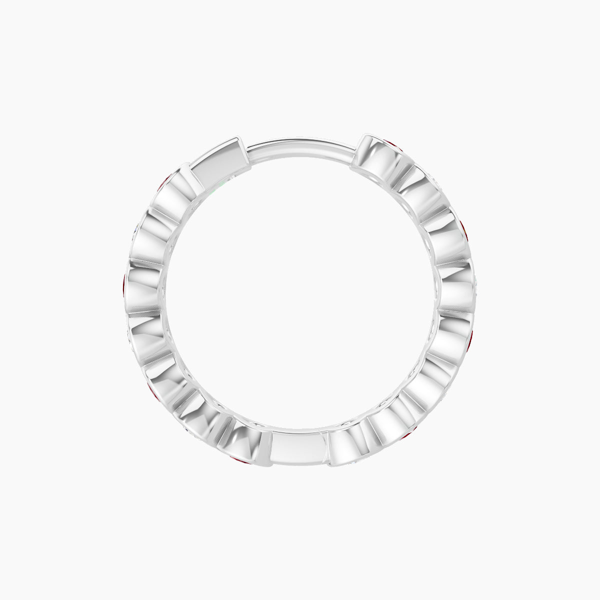 Neith | 18k White Gold 9.5 mm Ruby & Diamond Hoop Piercing