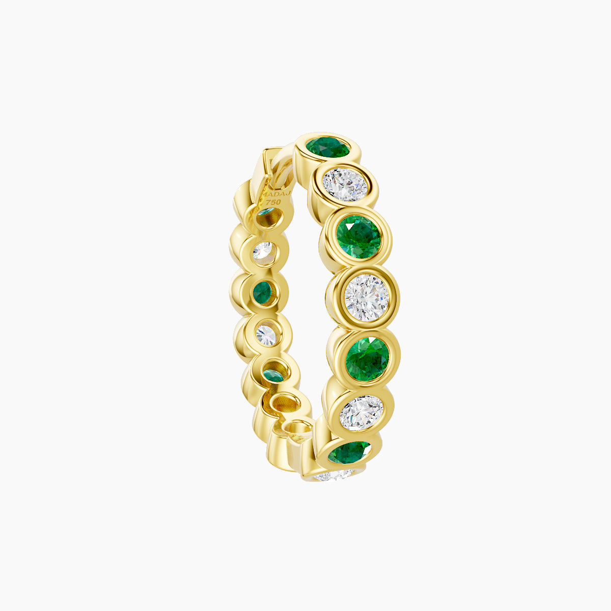 Neith | 18k Yellow Gold 9.5 mm Emerald & Diamond Hoop Piercing