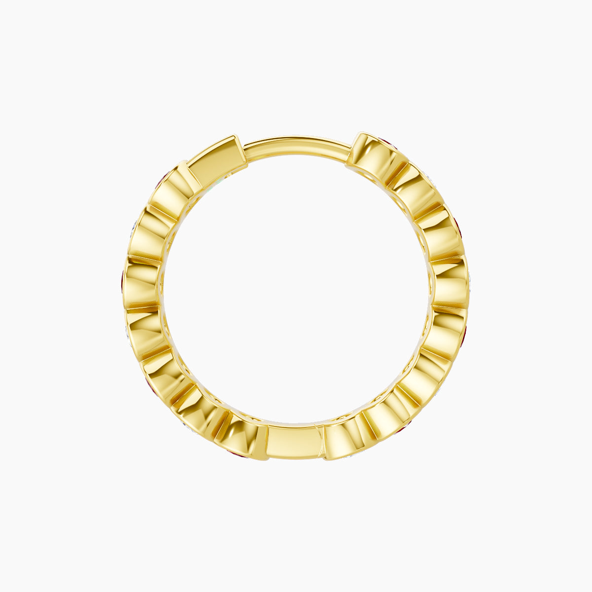 Neith | 18k Yellow Gold 9.5 mm Ruby & Diamond Hoop Piercing