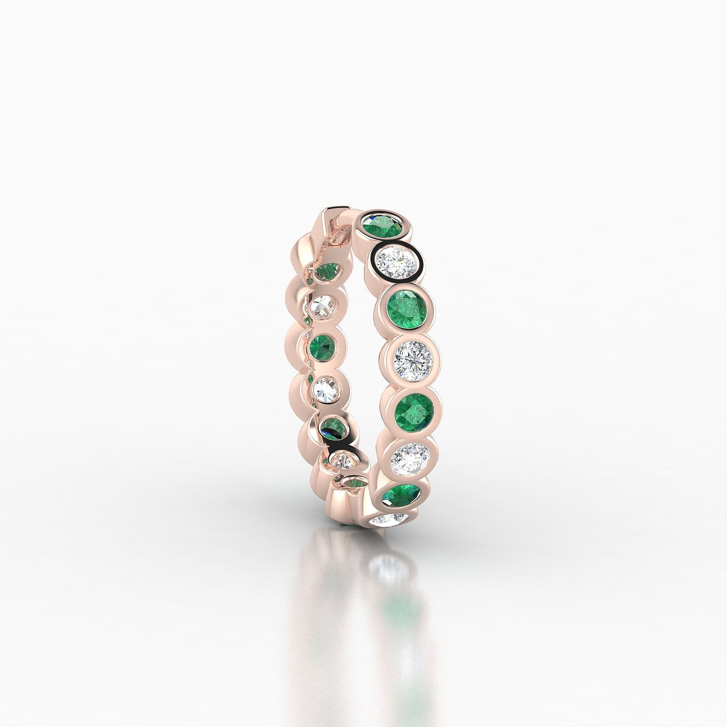 Neith | 18k Rose Gold 9.5 mm Emerald & Diamond Hoop Piercing
