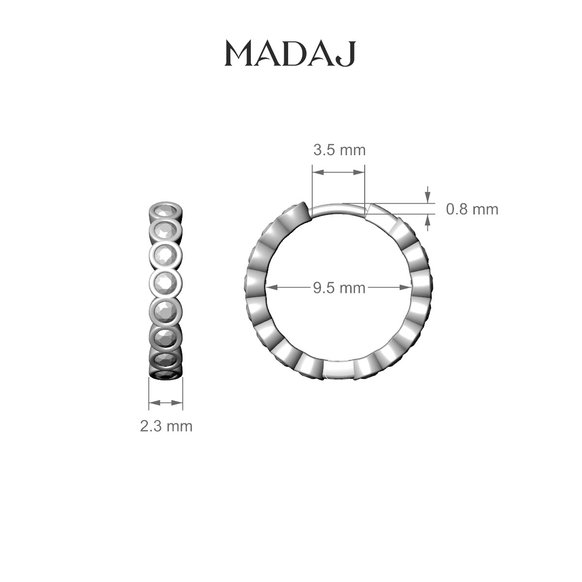 Neith | 18k Rose Gold 9.5 mm Emerald & Diamond Hoop Piercing