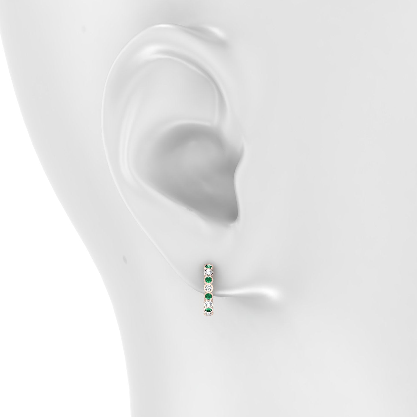 Neith | 18k Rose Gold 9.5 mm Emerald & Diamond Hoop Piercing