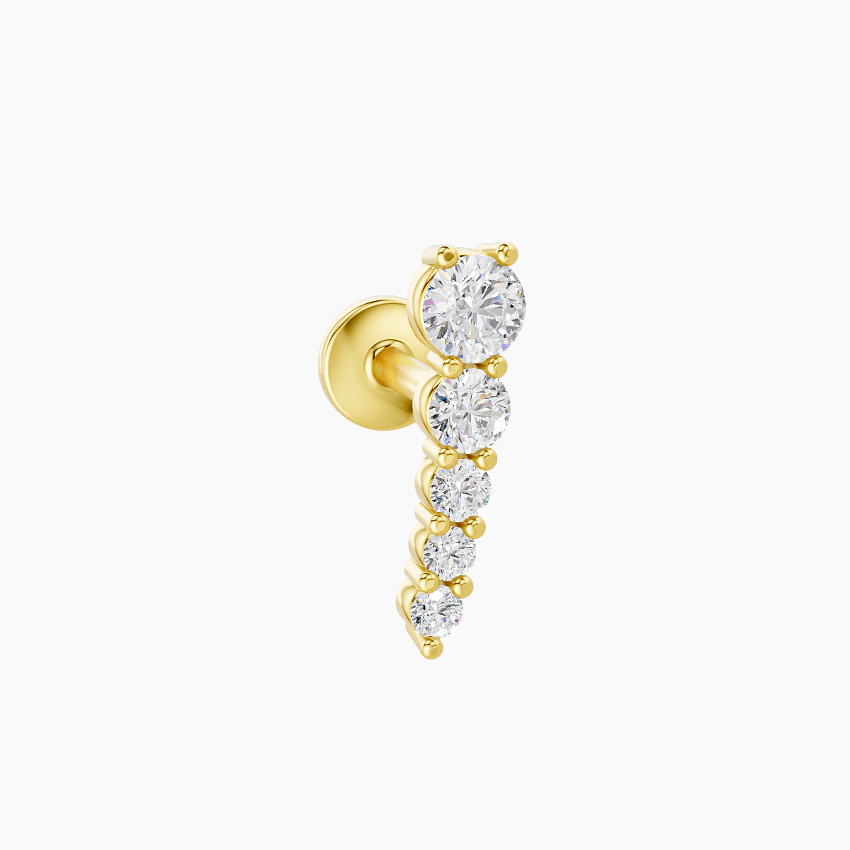 Nerthus | 18k Yellow Gold 10 mm 5 mm Long Diamond Left Piercing