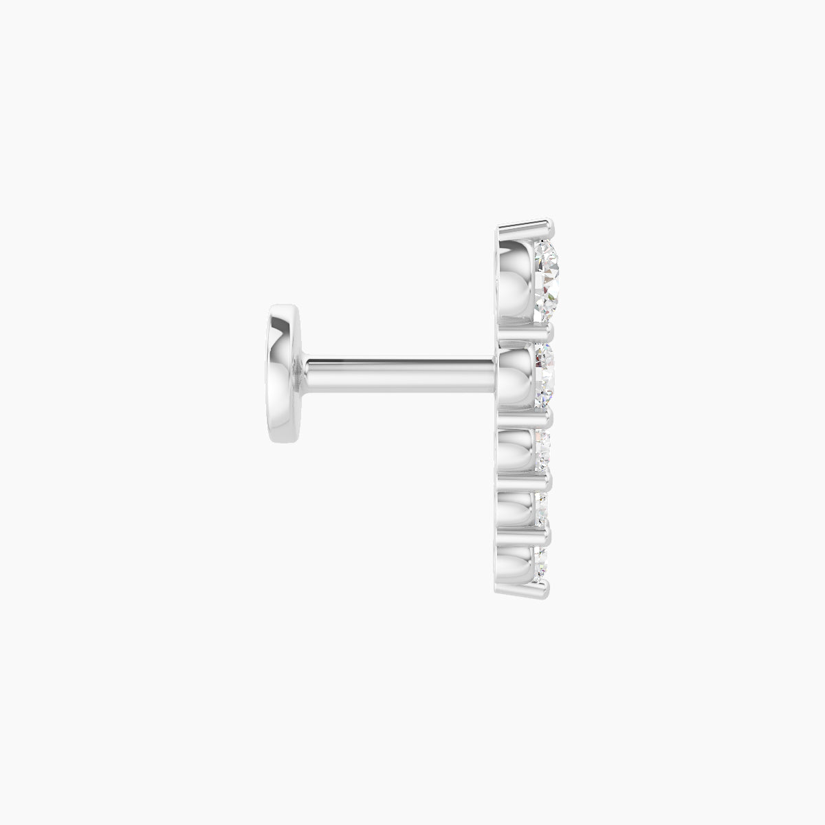 Nerthus | 18k White Gold 10 mm 5 mm Long Diamond Right Piercing