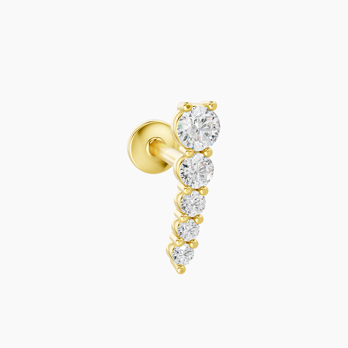 Nerthus | 18k Yellow Gold 10 mm 6.5 mm Long Diamond Left Piercing