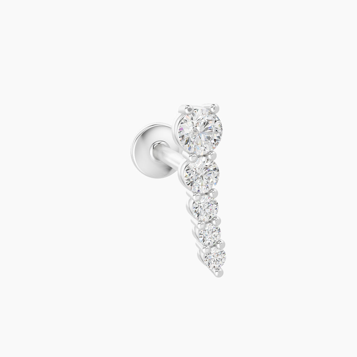 Nerthus | 18k White Gold 10 mm 6.5 mm Long Diamond Right Piercing