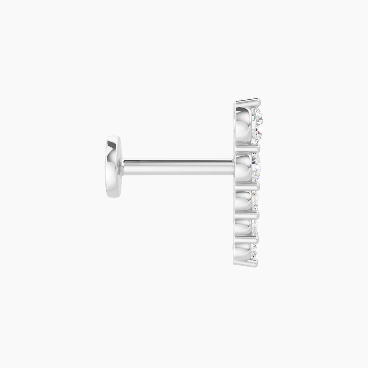 Nerthus | 18k White Gold 10 mm 6.5 mm Long Diamond Right Piercing
