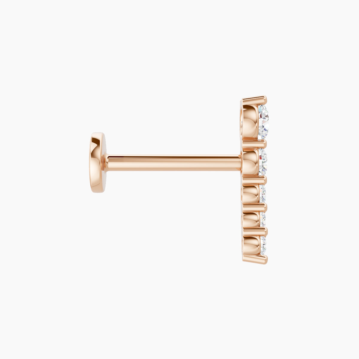 Nerthus | 18k Rose Gold 10 mm 8 mm Long Diamond Left Piercing