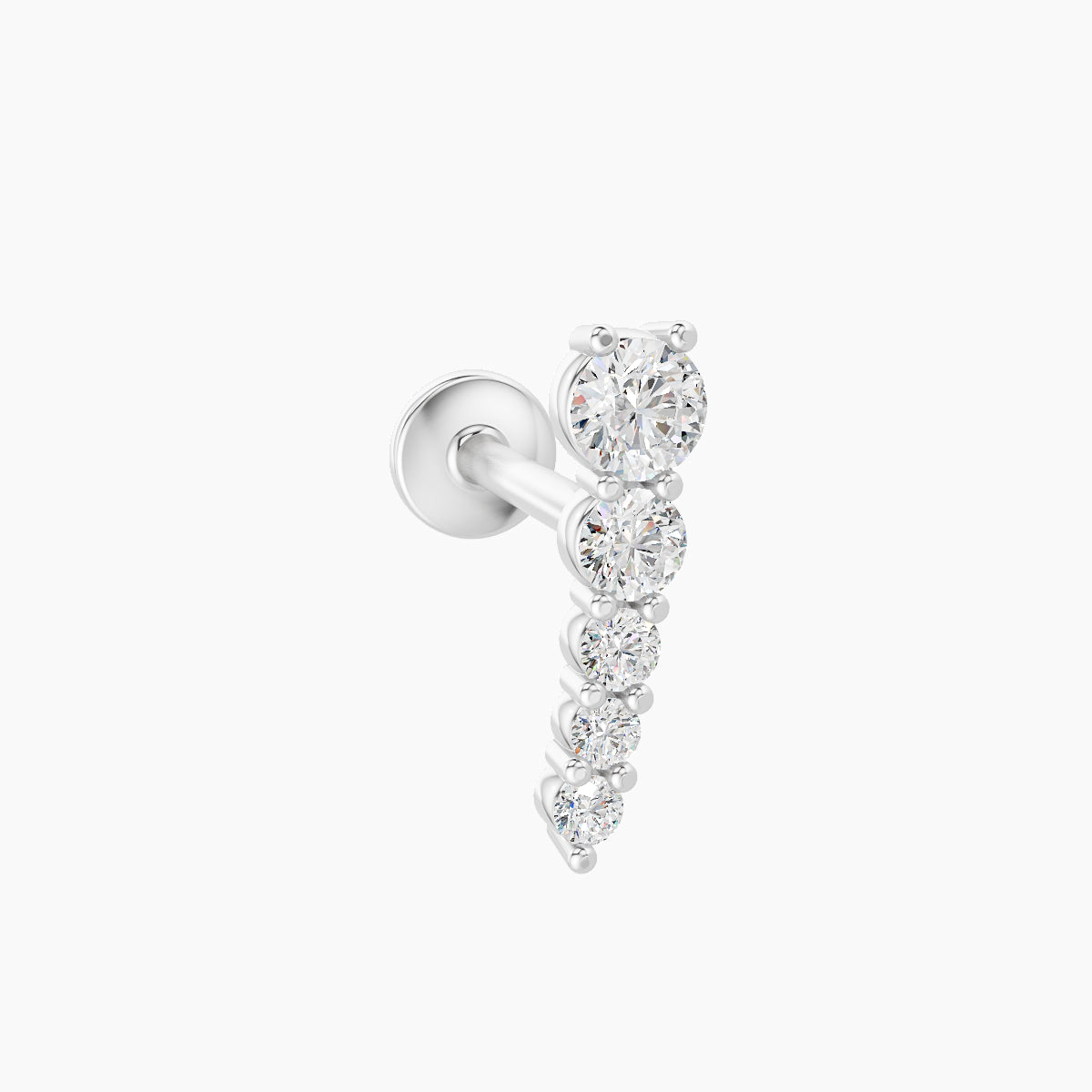 Nerthus | 18k White Gold 10 mm 8 mm Long Diamond Left Piercing