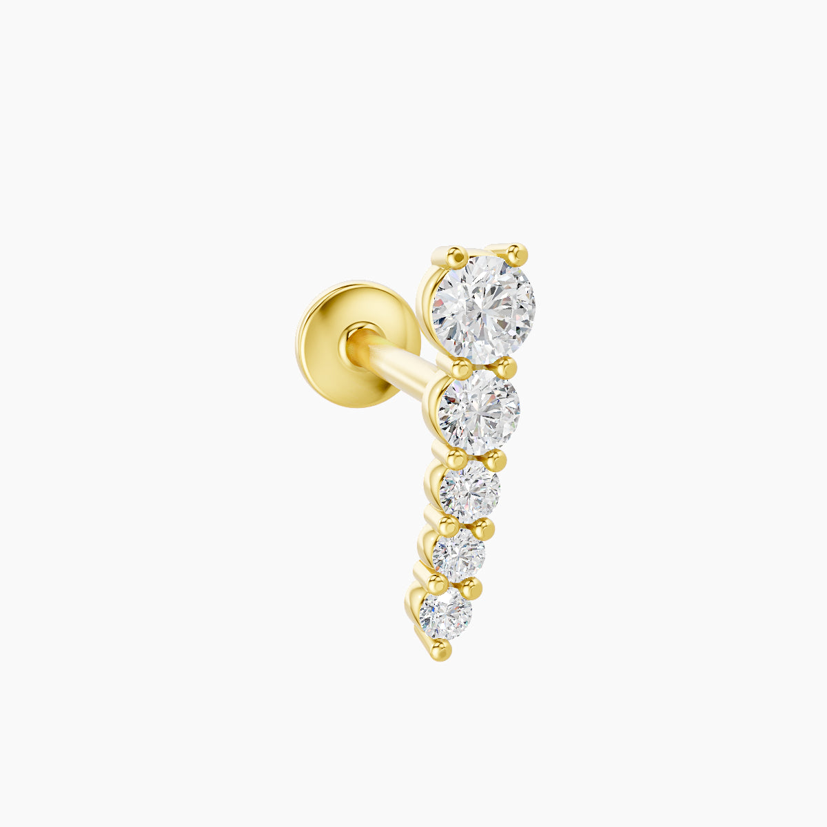 Nerthus | 18k Yellow Gold 10 mm 8 mm Long Diamond Left Piercing