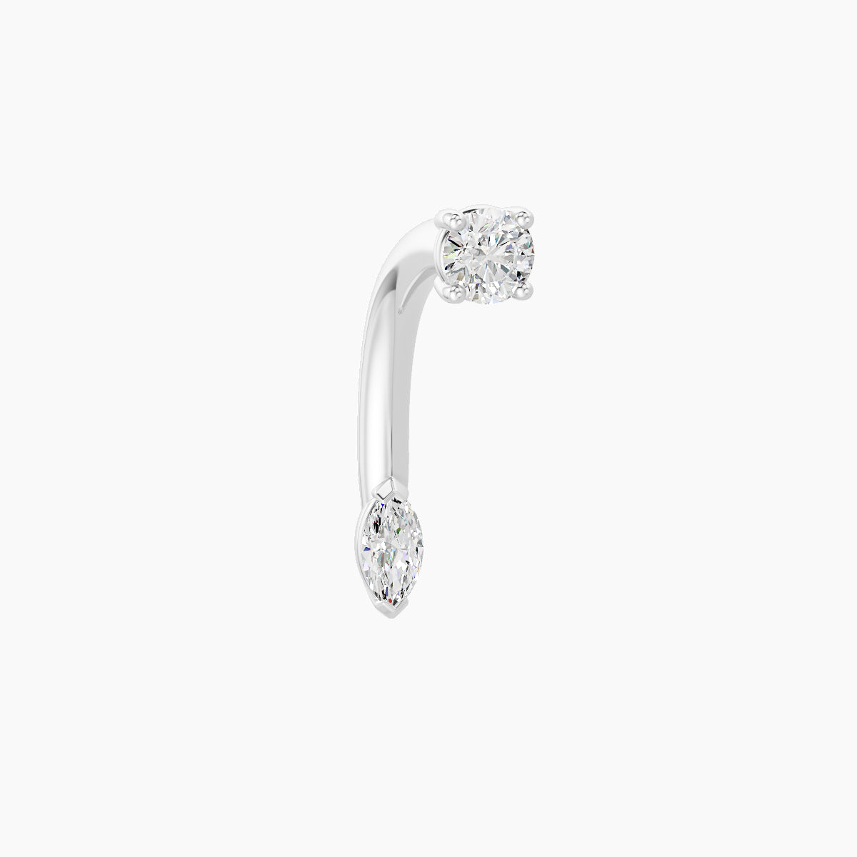 Nut | 18k White Gold 5 mm 10 mm Marquise Diamond Navel Piercing