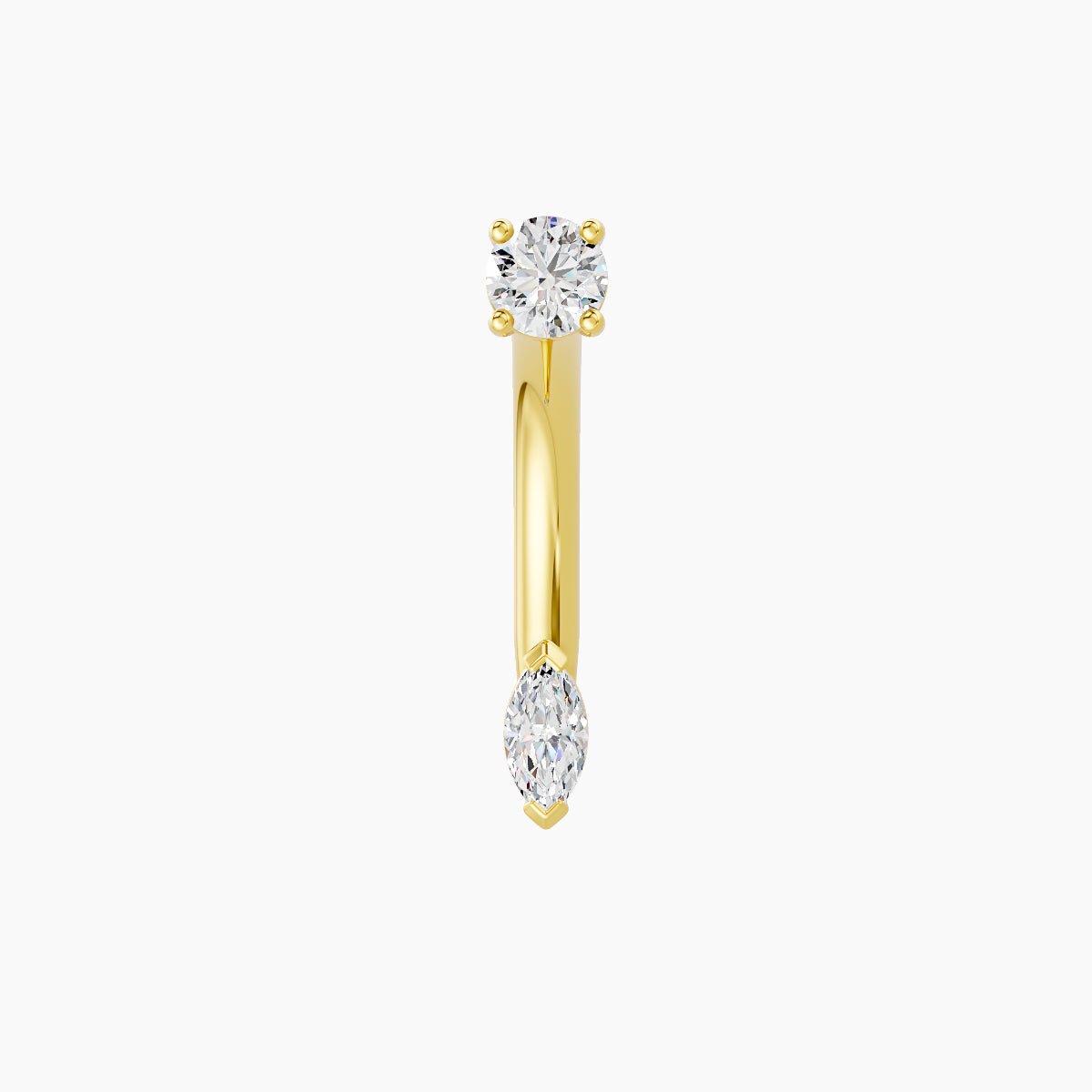Nut | 18k Yellow Gold 5 mm 10 mm Marquise Diamond Navel Piercing