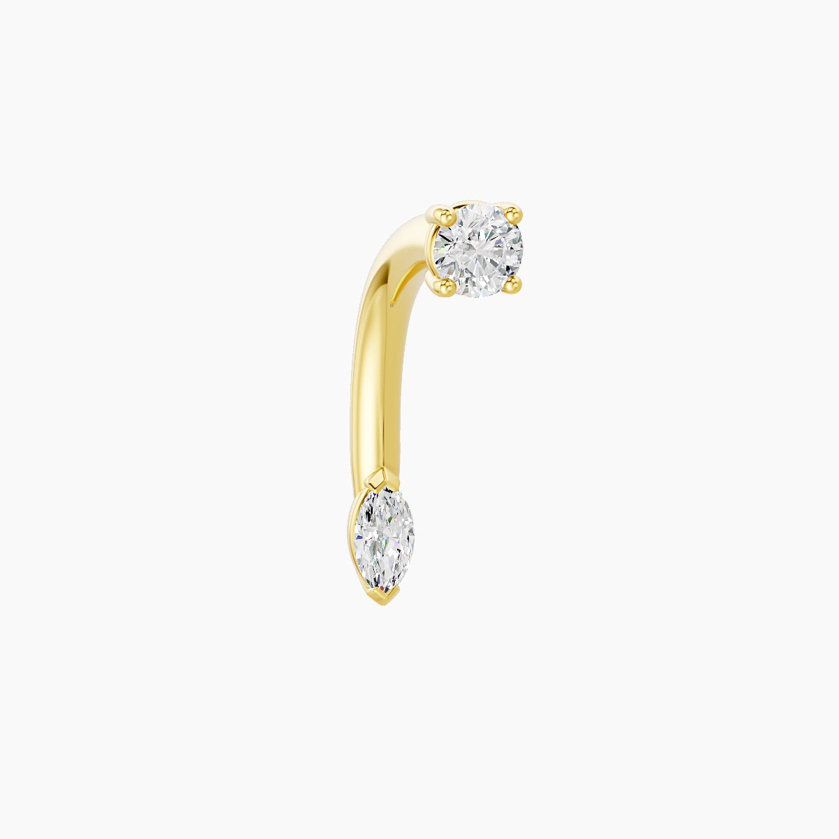 Nut | 18k Yellow Gold 5 mm 10 mm Marquise Diamond Navel Piercing