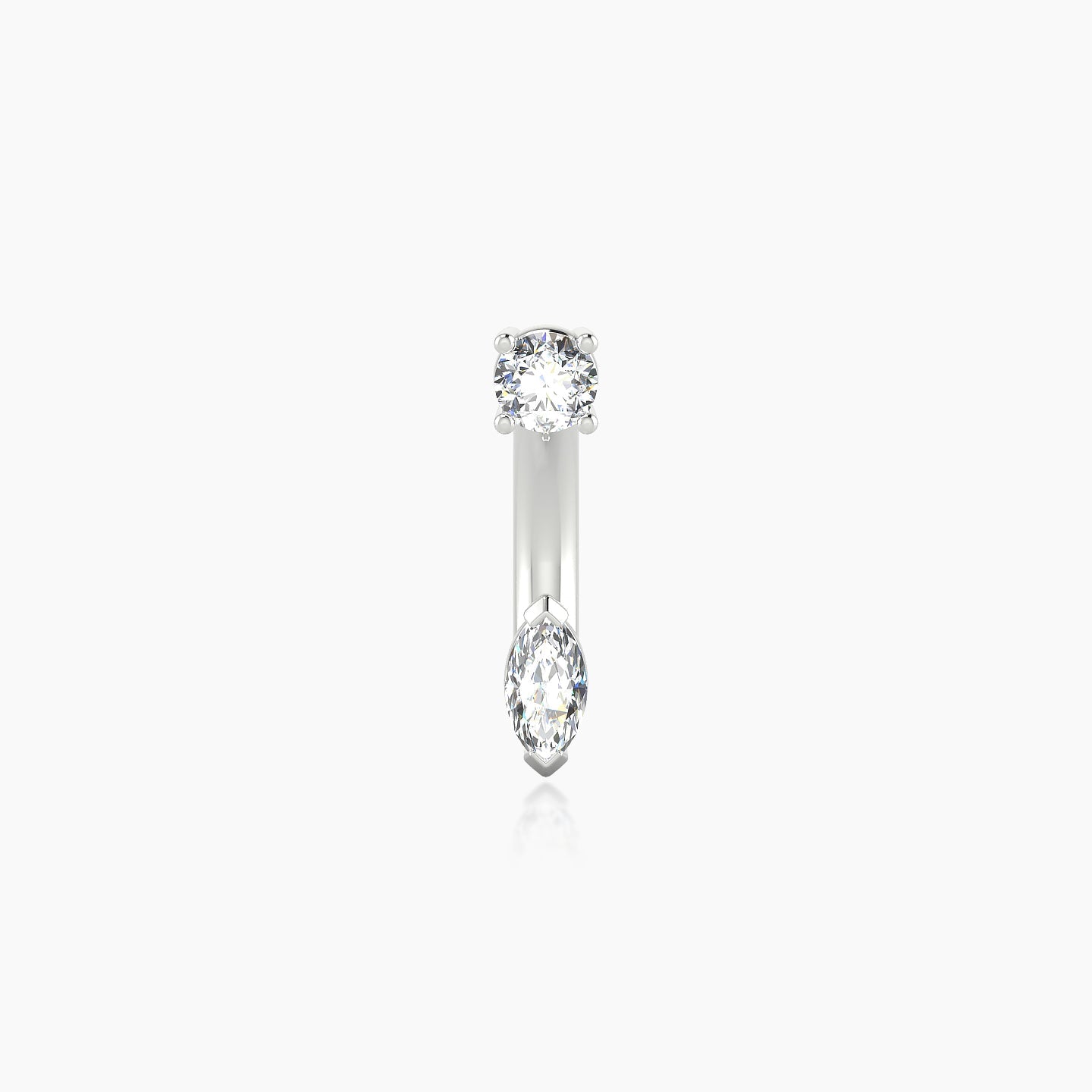 Nut | 18k White Gold 10 mm 5 mm Marquise Diamond Navel Piercing