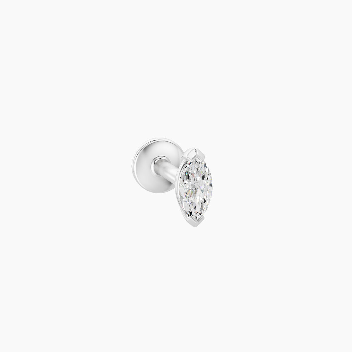 Nut | 18k White Gold 5 mm 5 mm Marquise Diamond Nose Piercing