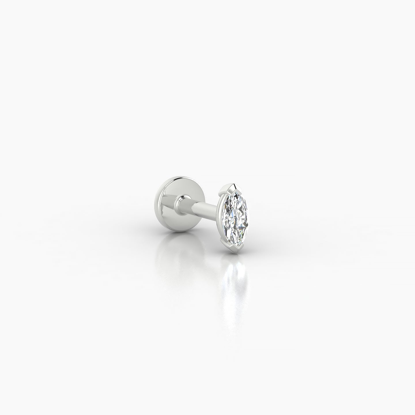 Nut | 18k White Gold 5 mm 5 mm Marquise Diamond Nose Piercing