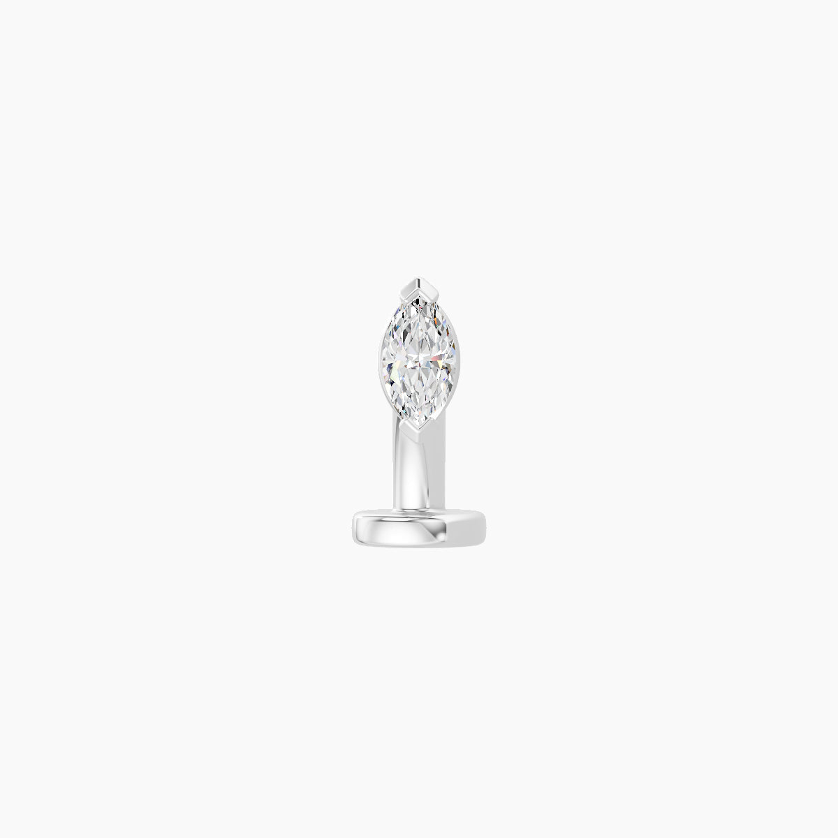 Nut | 18k White Gold 5 mm 6 mm Marquise Diamond Floating Navel Piercing