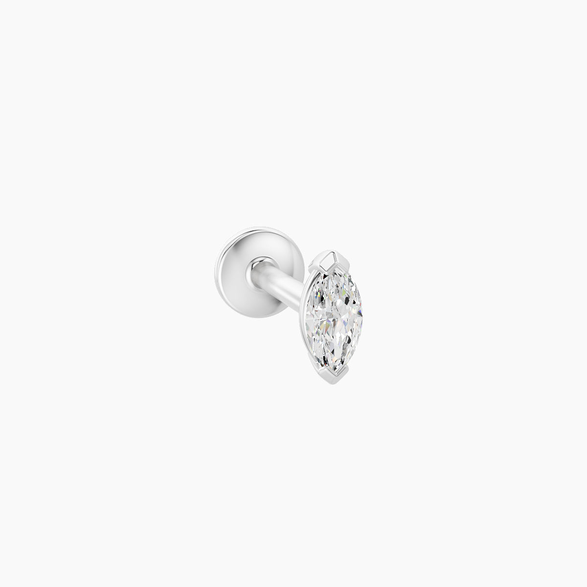 Nut | 18k White Gold 5 mm 6.5 mm Marquise Diamond Nose Piercing