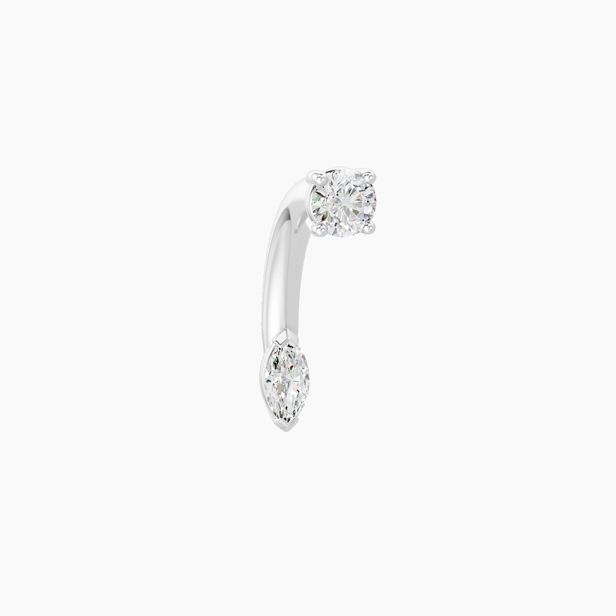 Nut | 18k White Gold 5 mm 8 mm Marquise Diamond Navel Piercing