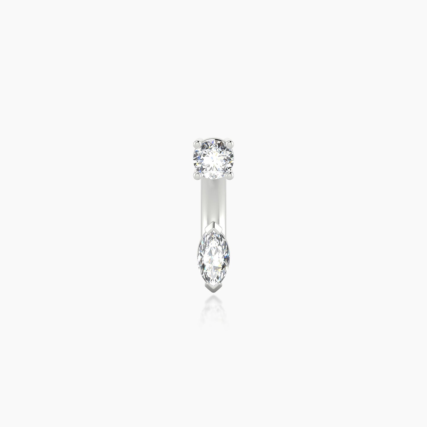 Nut | 18k White Gold 8 mm 5 mm Marquise Diamond Navel Piercing