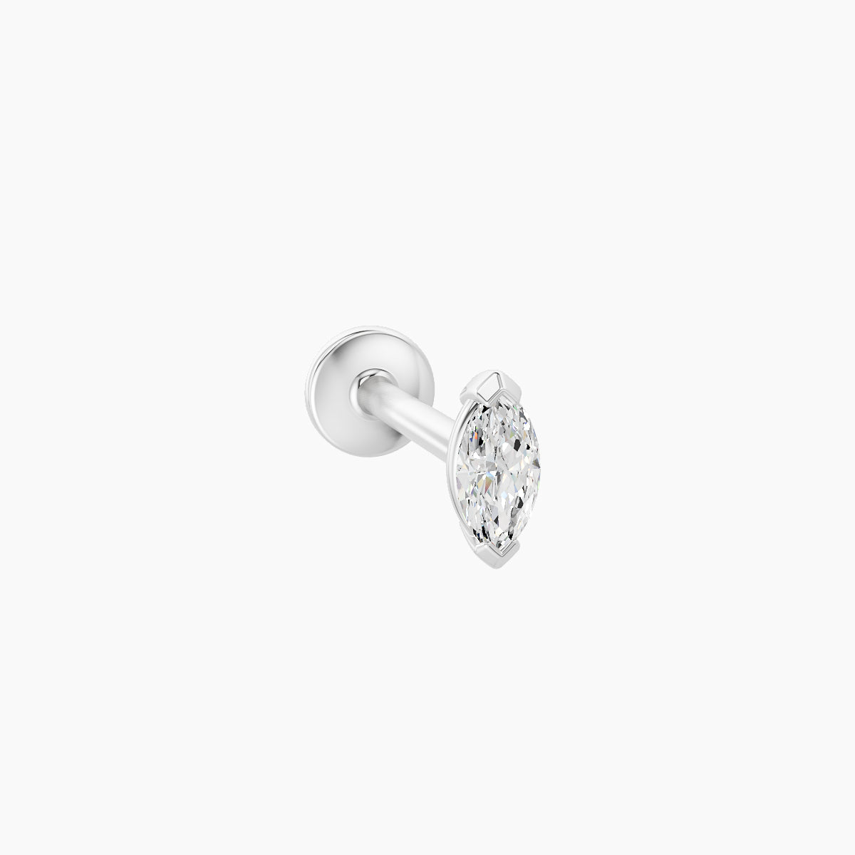 Nut | 18k White Gold 5 mm 8 mm Marquise Diamond Nose Piercing