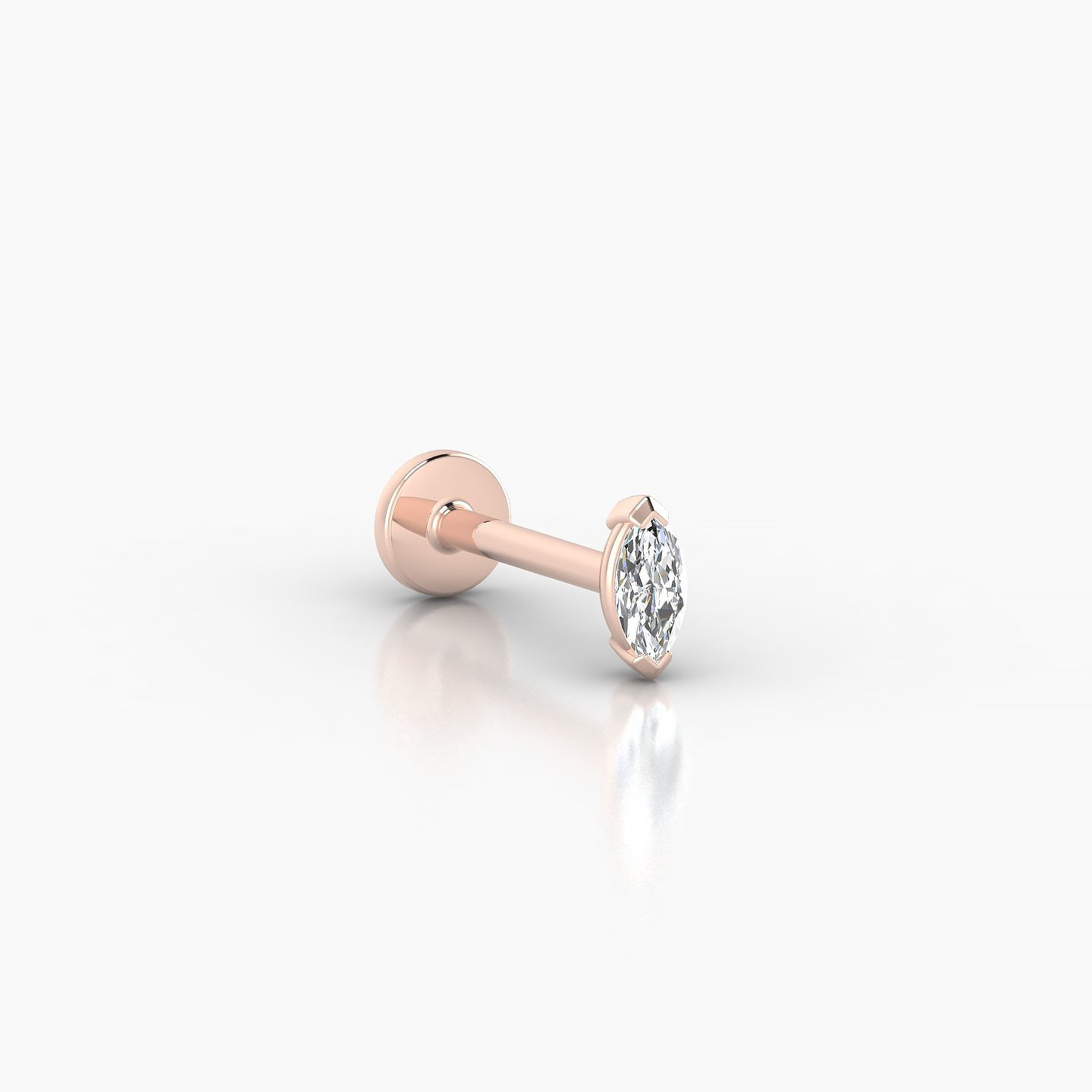 Nut | 18k Rose Gold 5 mm 8 mm Marquise Diamond Nose Piercing