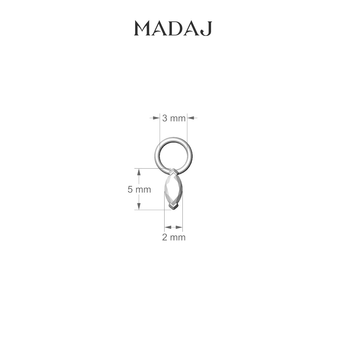Nut | 18k White Gold 5 mm Marquise Diamond Charm