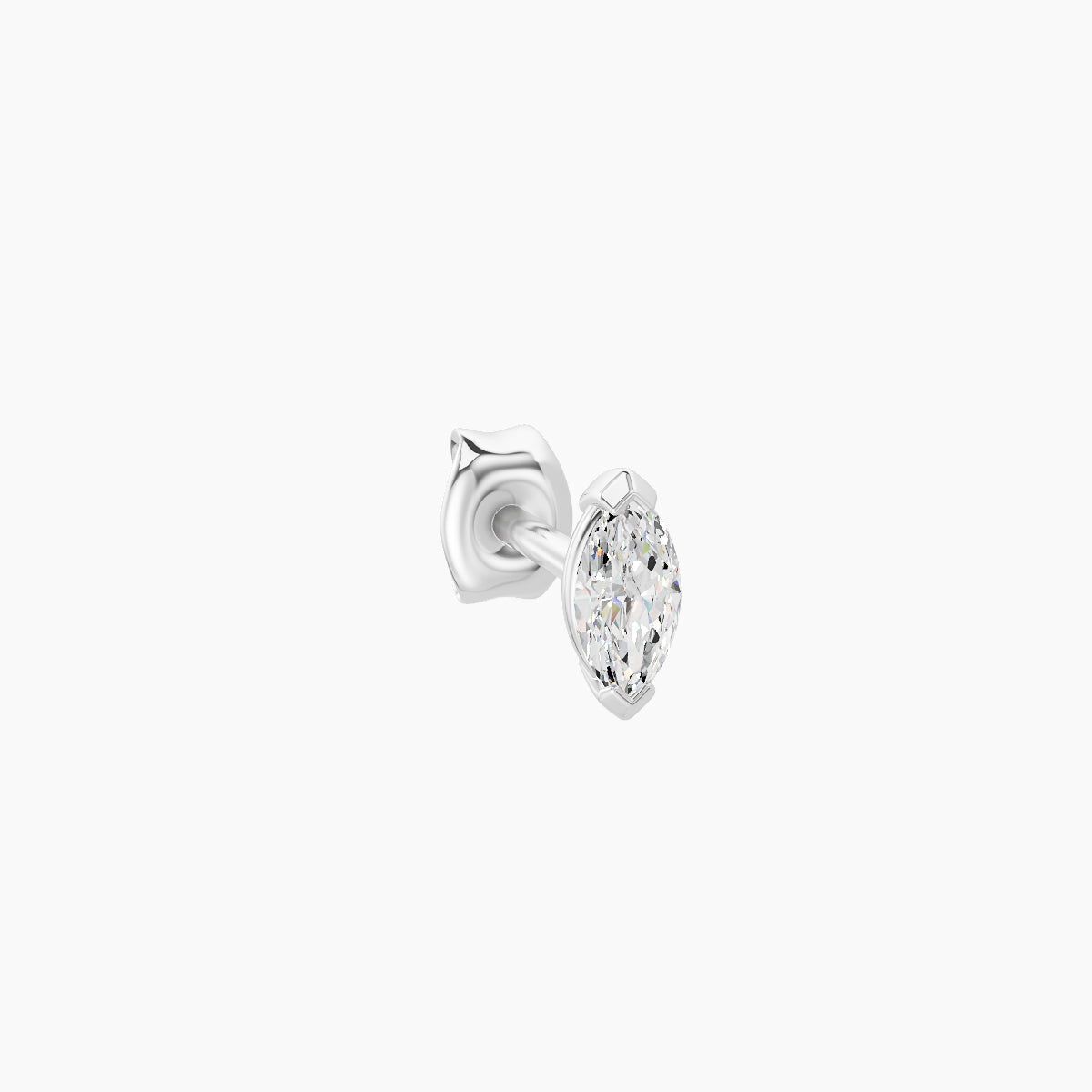 Nut | 18k White Gold 5 mm Marquise Diamond Earring