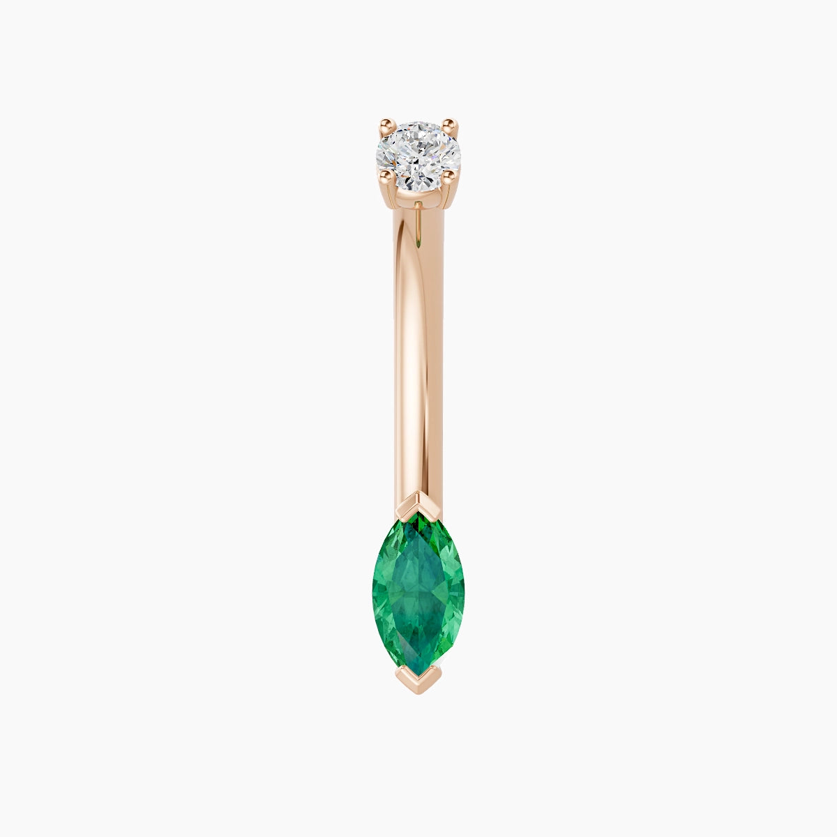 Nut | 18k Rose Gold 7 mm 10 mm Marquise Emerald & Diamond Belly Piercing