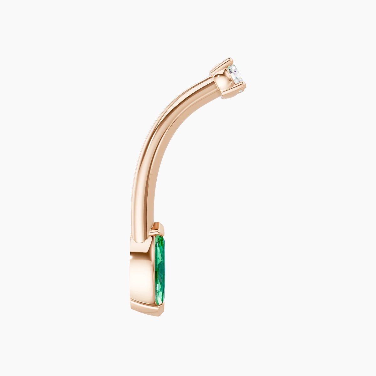 Nut | 18k Rose Gold 7 mm 10 mm Marquise Emerald & Diamond Belly Piercing