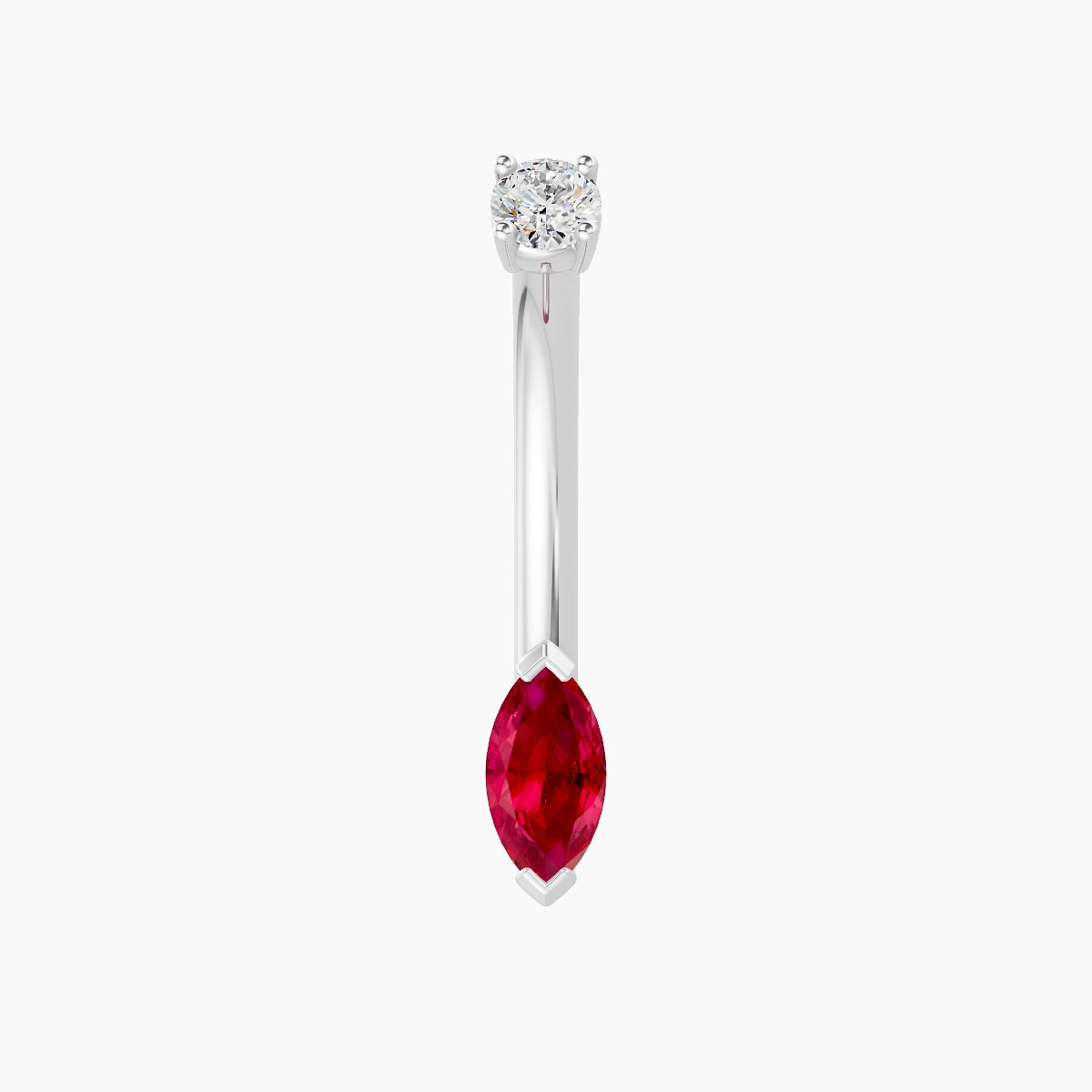 Nut | 18k White Gold 7 mm 10 mm Marquise Ruby & Diamond Belly Piercing