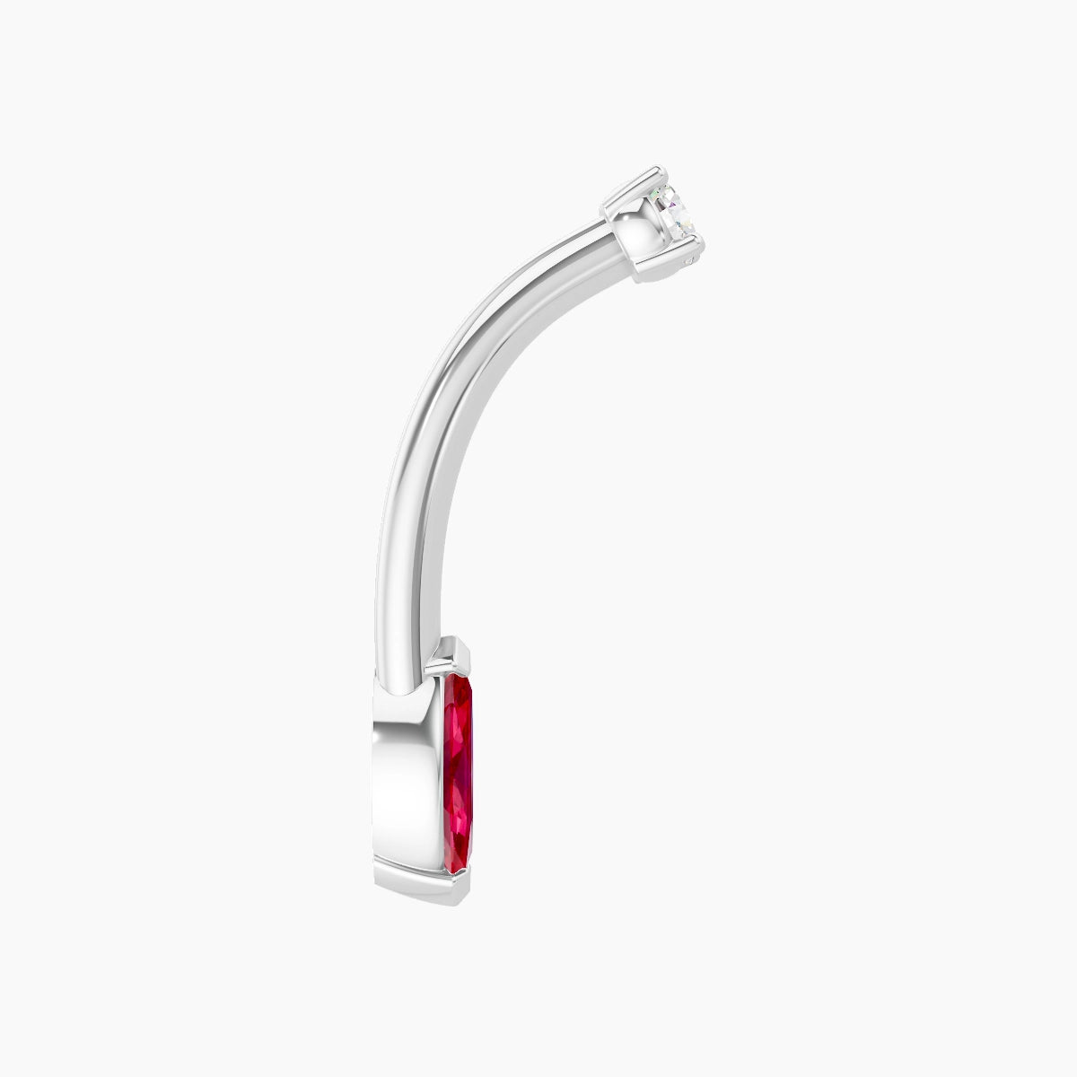 Nut | 18k White Gold 7 mm 10 mm Marquise Ruby & Diamond Belly Piercing
