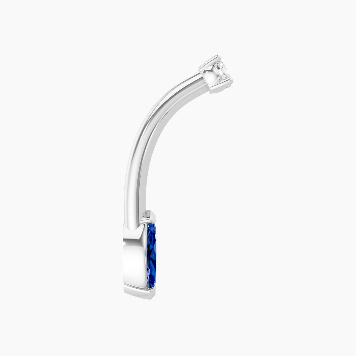 Nut | 18k White Gold 7 mm 10 mm Marquise Sapphire & Diamond Belly Piercing
