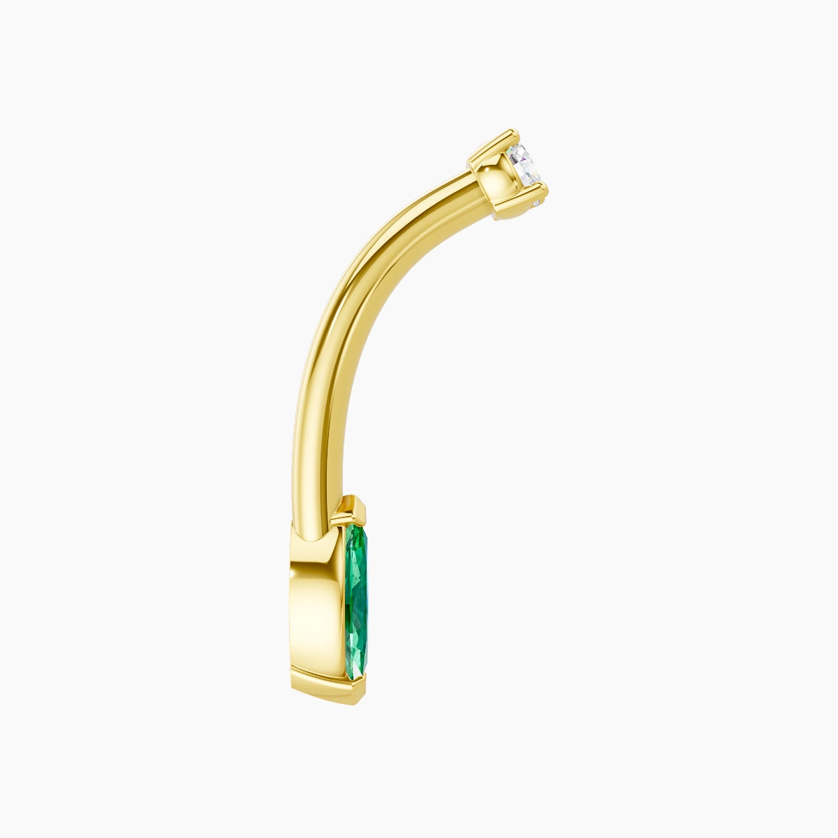 Nut | 18k Yellow Gold 7 mm 10 mm Marquise Emerald & Diamond Belly Piercing