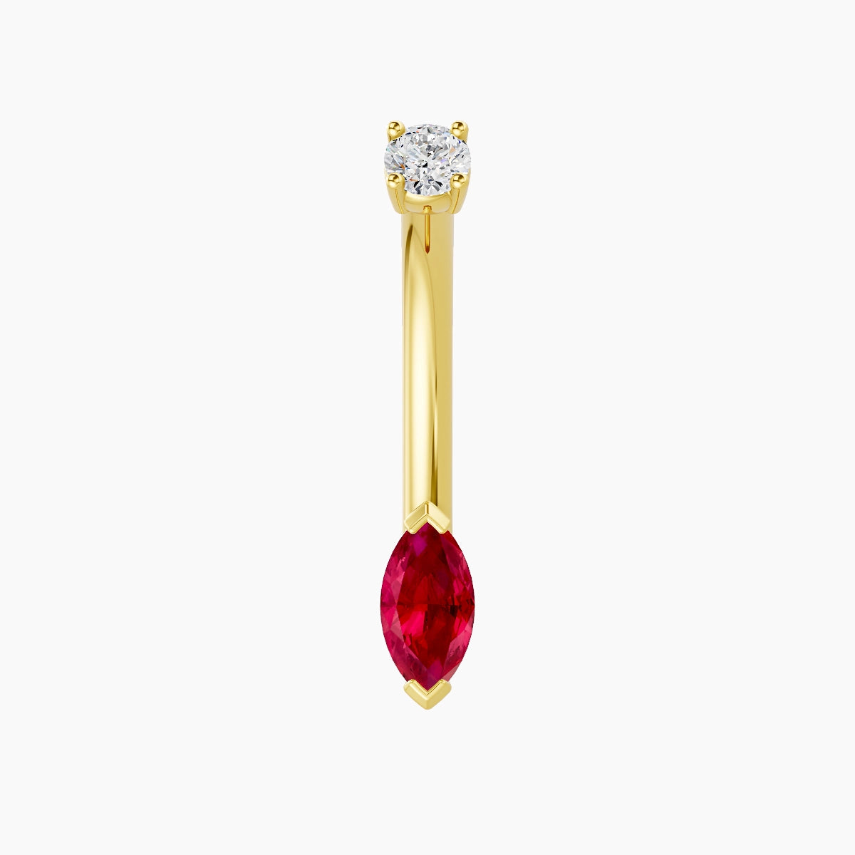 Nut | 18k Yellow Gold 7 mm 10 mm Marquise Ruby & Diamond Belly Piercing