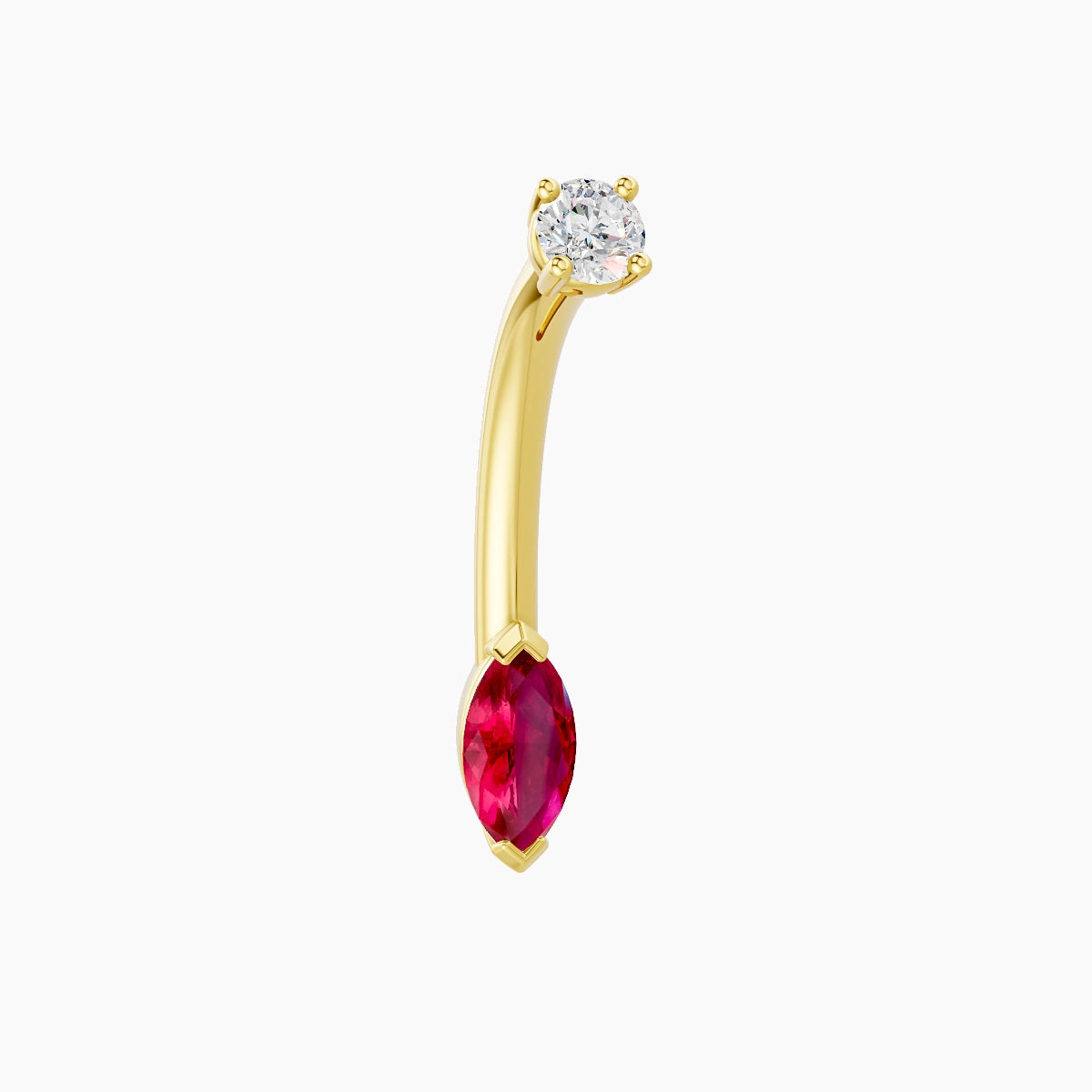 Nut | 18k Yellow Gold 7 mm 10 mm Marquise Ruby & Diamond Belly Piercing
