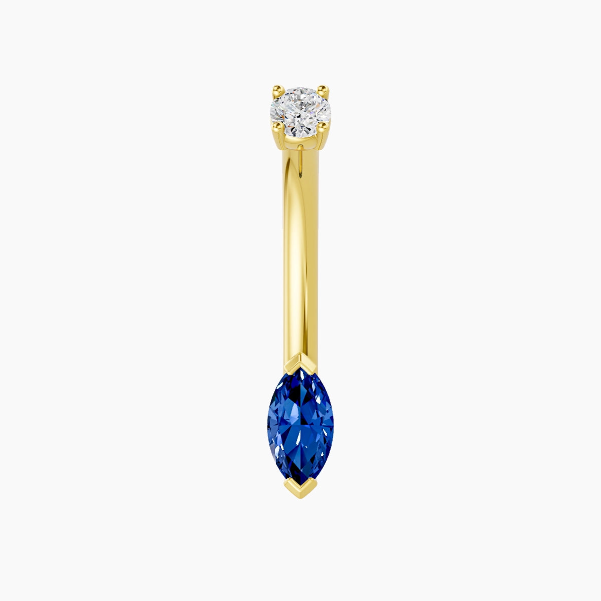 Nut | 18k Yellow Gold 7 mm 10 mm Marquise Sapphire & Diamond Belly Piercing