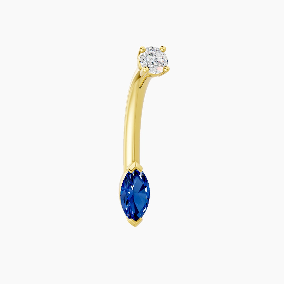 Nut | 18k Yellow Gold 7 mm 10 mm Marquise Sapphire & Diamond Belly Piercing