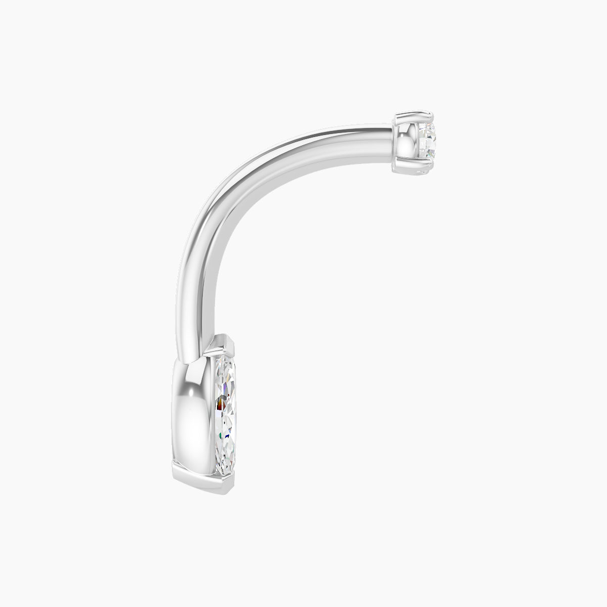 Nut | 18k White Gold 7 mm 10 mm Marquise Diamond Navel Piercing