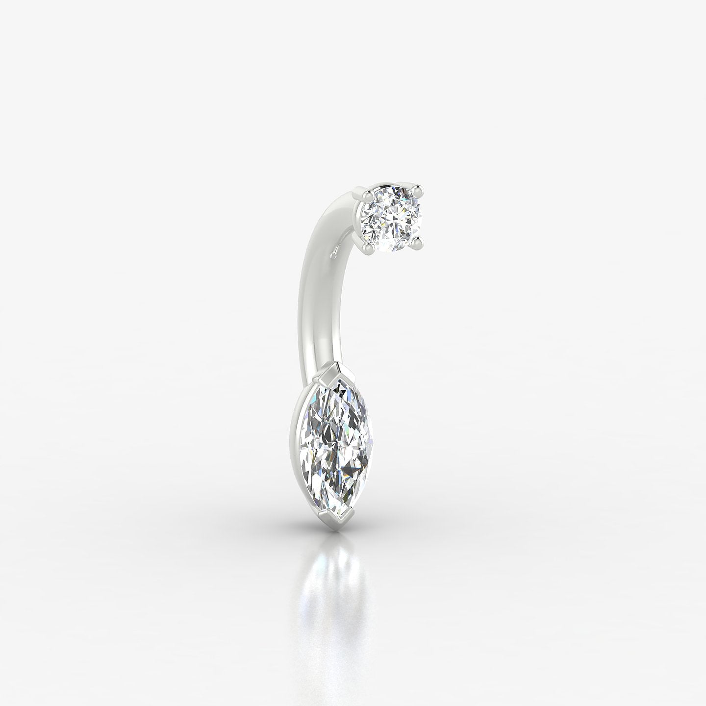 Nut | 18k White Gold 10 mm 7 mm Marquise Diamond Navel Piercing