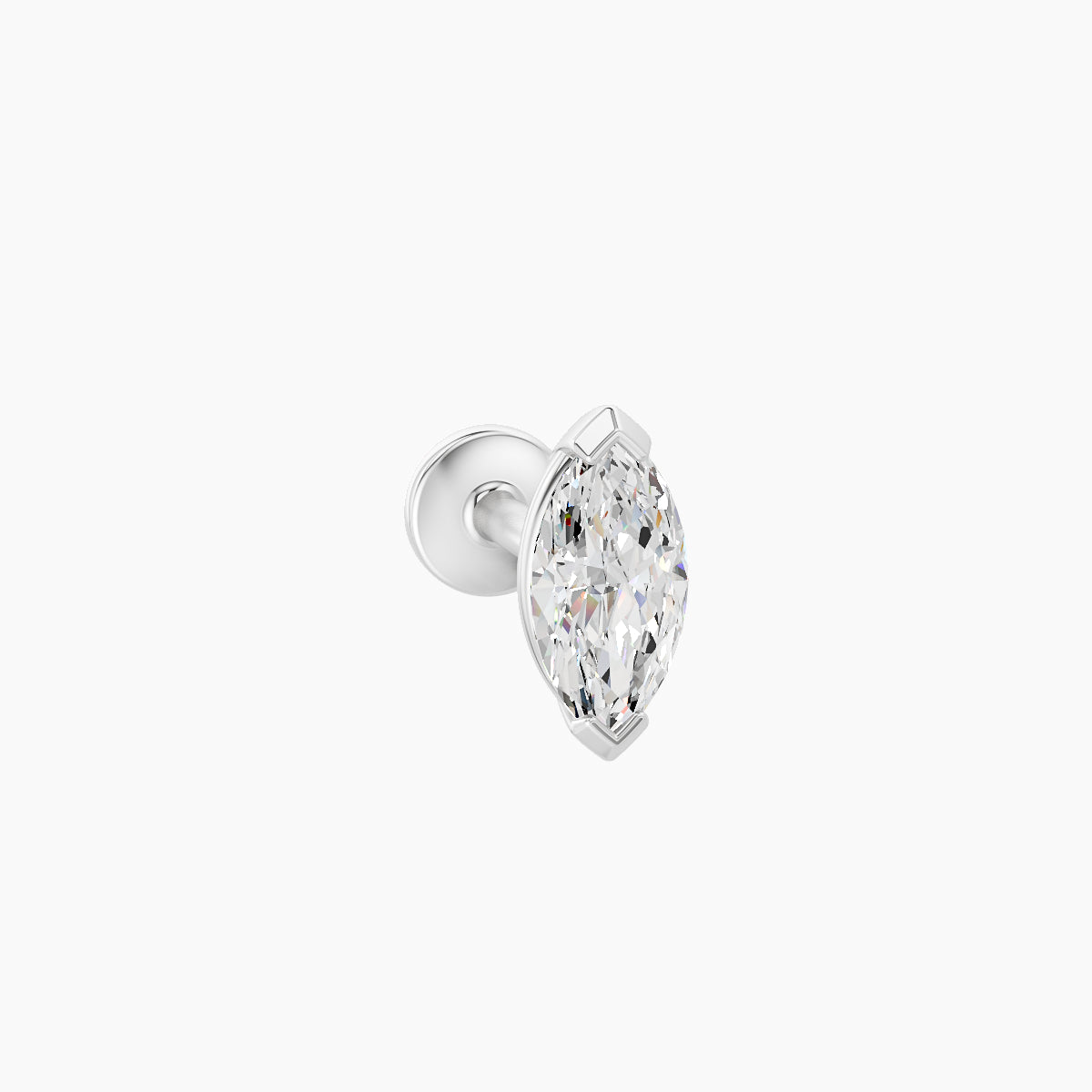 Nut | 18k White Gold 7 mm 5 mm Marquise Diamond Nose Piercing