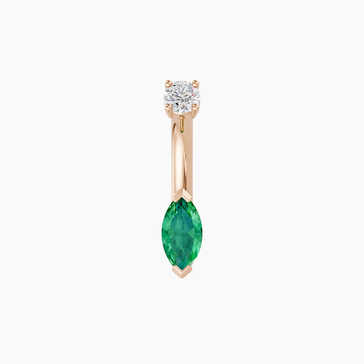 Nut | 18k Rose Gold 7 mm 6 mm Marquise Emerald & Diamond Belly Piercing