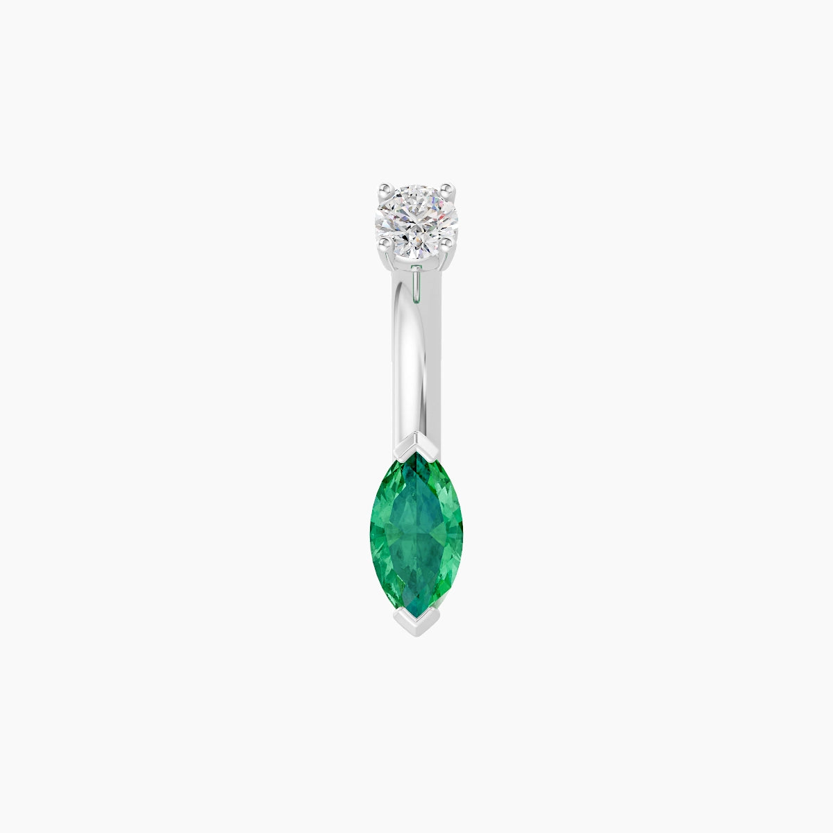 Nut | 18k White Gold 7 mm 6 mm Marquise Emerald & Diamond Belly Piercing