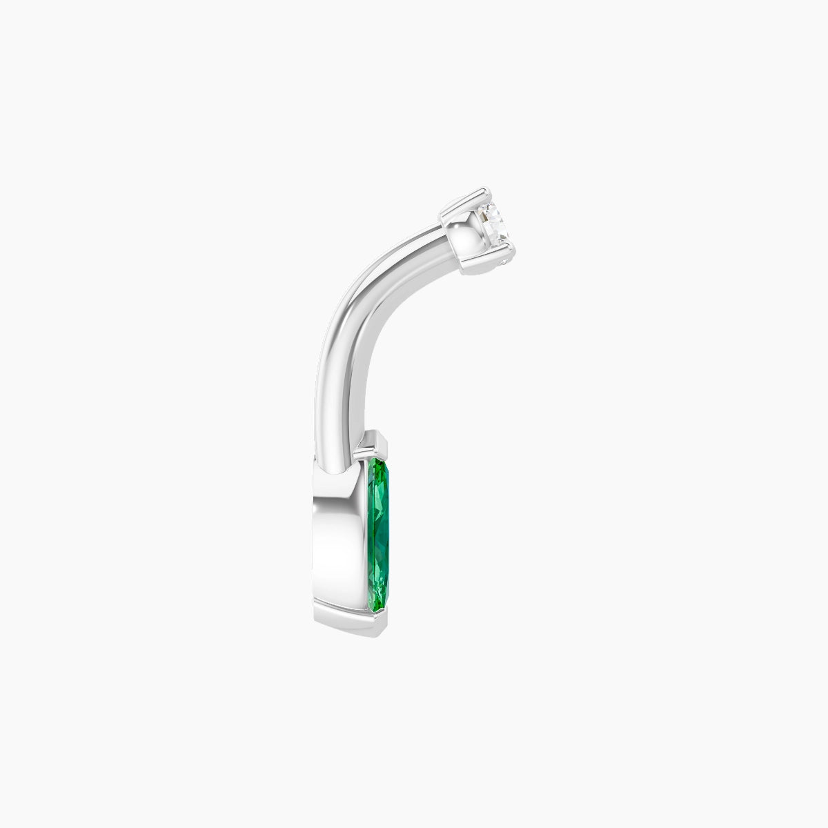 Nut | 18k White Gold 7 mm 6 mm Marquise Emerald & Diamond Belly Piercing