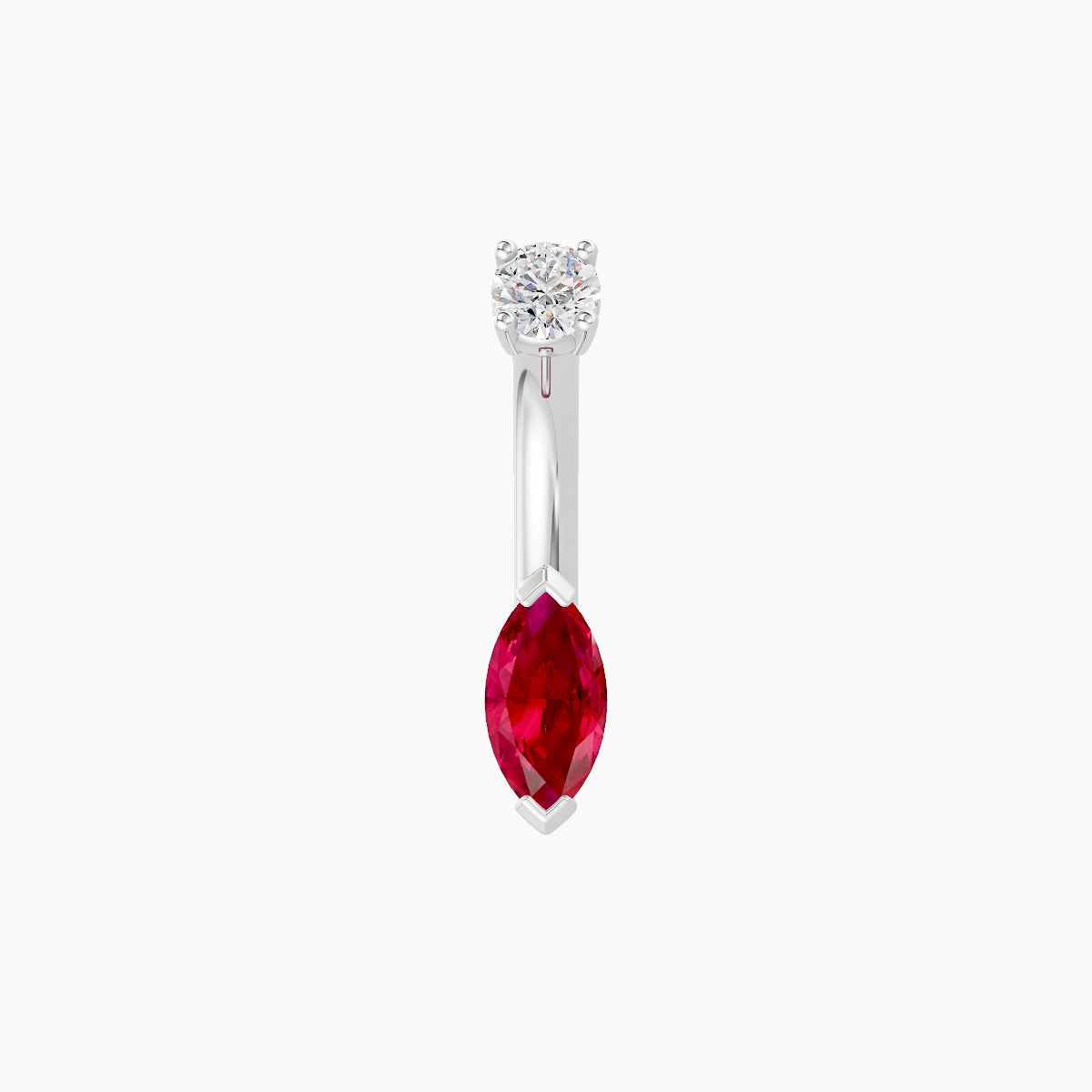 Nut | 18k White Gold 7 mm 6 mm Marquise Ruby & Diamond Belly Piercing