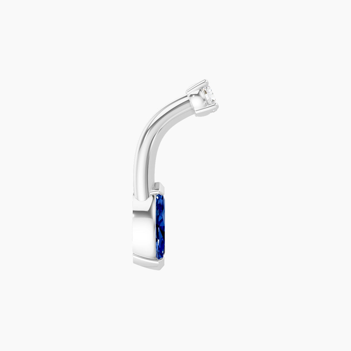 Nut | 18k White Gold 7 mm 6 mm Marquise Sapphire & Diamond Belly Piercing