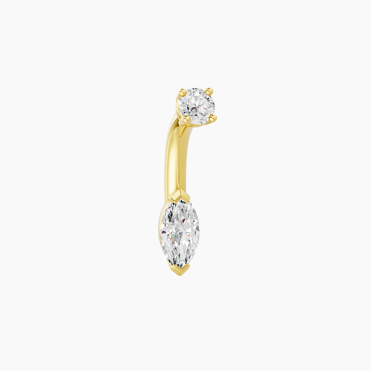 Nut | 18k Yellow Gold 7 mm 6 mm Marquise Diamond Belly Piercing
