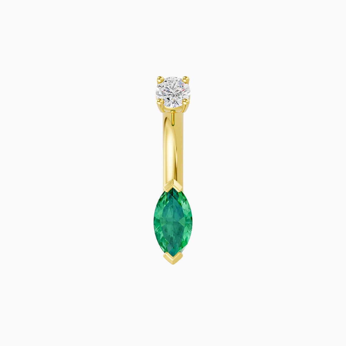 Nut | 18k Yellow Gold 7 mm 6 mm Marquise Emerald & Diamond Belly Piercing