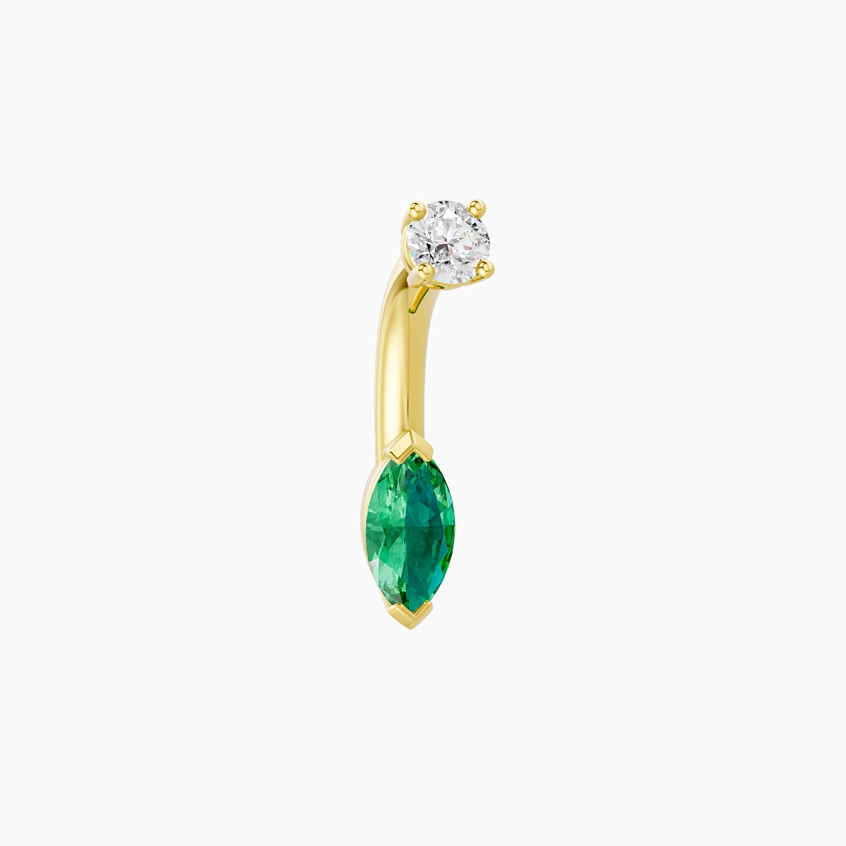 Nut | 18k Yellow Gold 7 mm 6 mm Marquise Emerald & Diamond Belly Piercing